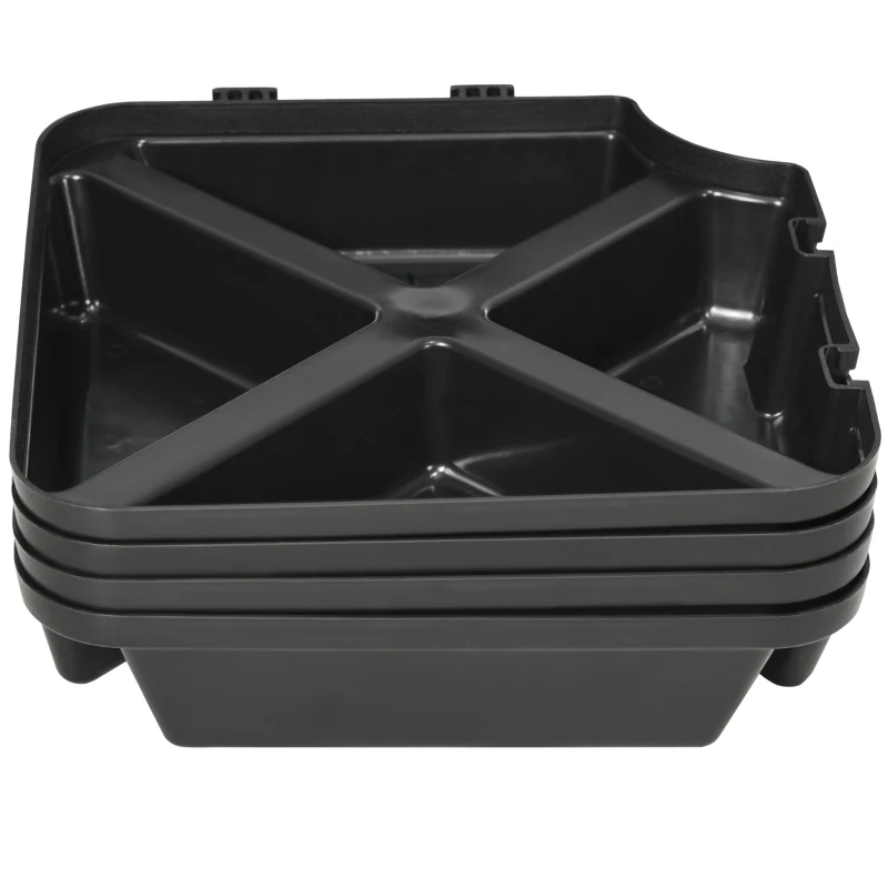 Outsunny 4PCs Cantilever Umbrella Base Weights up to 350lbs for Roma Banana Parasol, HDPE Fillable Offset Patio Umbrella Weights for Cross Base Stand, Black