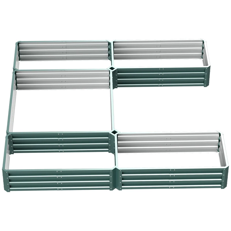Outsunny Steel Raised Garden Bed, Set of 5 Large Box Planters for Outdoor Plants Vegetables Flowers Herbs, 8x8x1ft, Green
