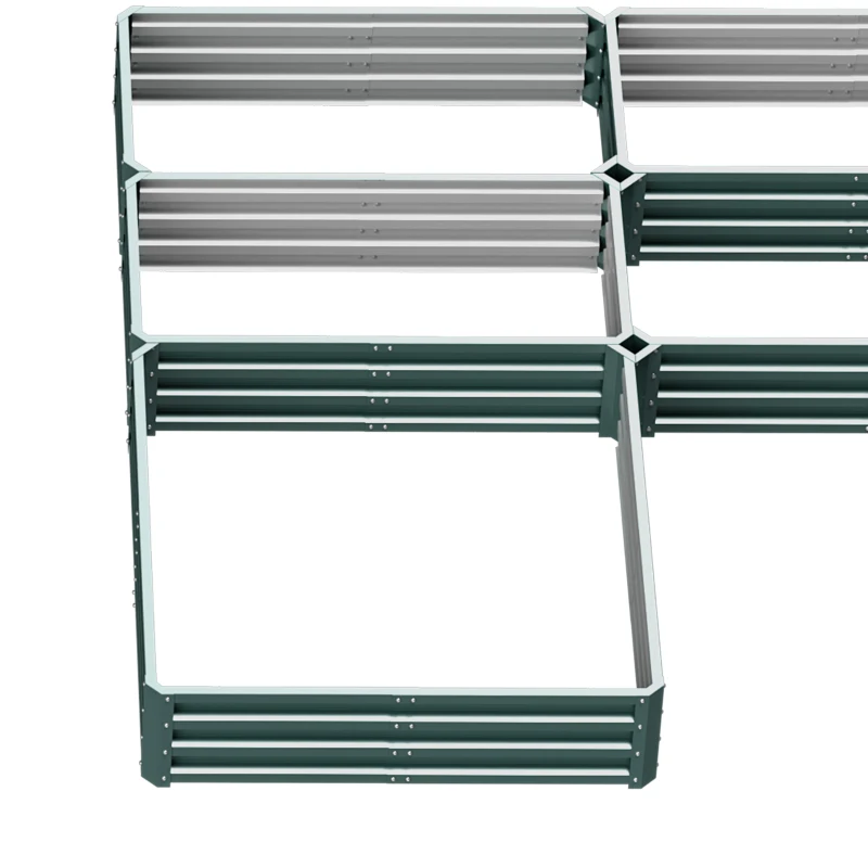 Outsunny Steel Raised Garden Bed, Set of 5 Large Box Planters for Outdoor Plants Vegetables Flowers Herbs, 8x8x1ft, Green