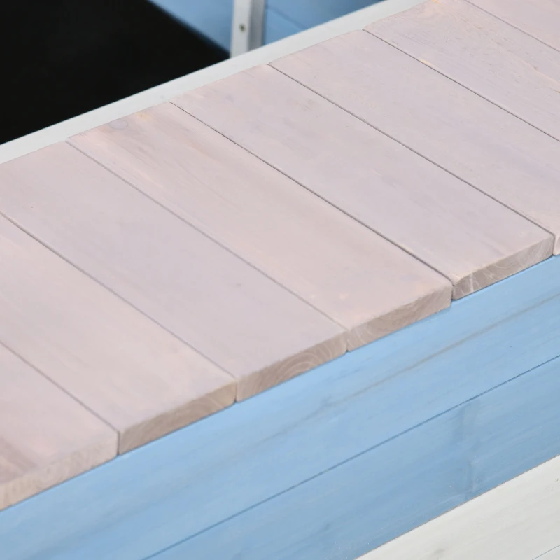 Outsunny Kids Sandbox with Canopy, Pirate Ship Wooden Sand Boxes with Bench for Backyard, Sand Pit for Toddlers, 83" x 43", Blue