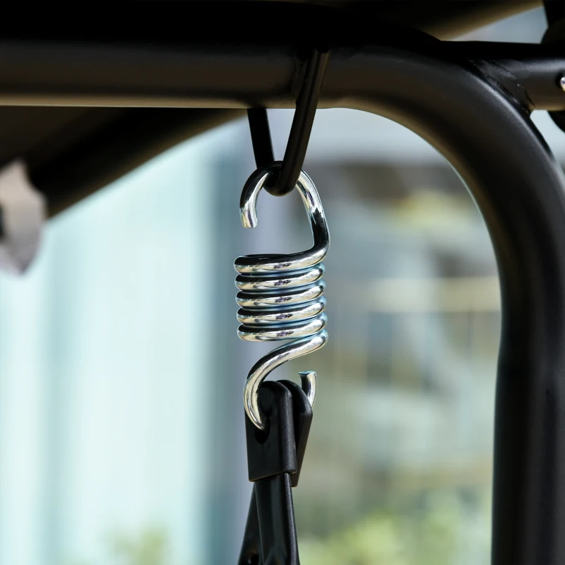 Outsunny 2-Seater Patio Swing Chair, Outdoor Adjustable Canopy Porch Swing with Armrests, Texeline Fabric and Steel Frame, Black