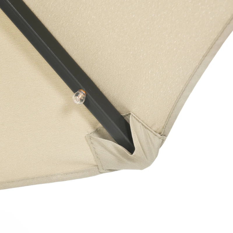 Outsunny 10ft Double-sided Patio Umbrella with Solar Lights and Sandbag Base, Outdoor Umbrella with Push Button Tilt, Crank, Air Vents for Garden, Backyard, Deck, Pool, Market, Cream White