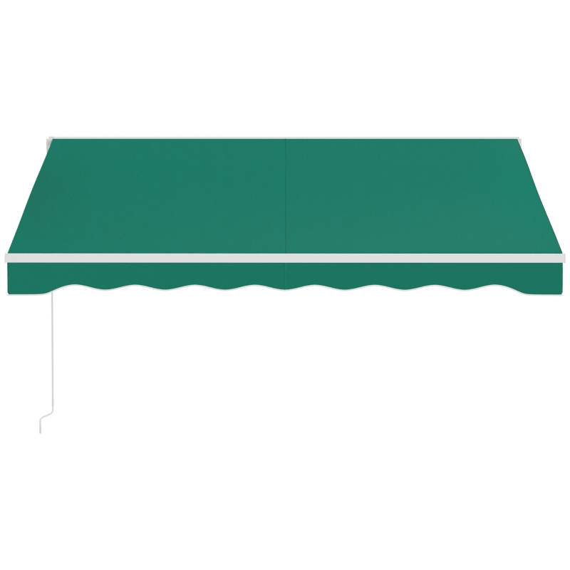 Outsunny 10' x 8' Electric Awning, Retractable Awning Sun Shade Shelter with Remote Controller, Manual Crank Handle and Aluminum Frame, for Deck, Balcony, Yard, Green