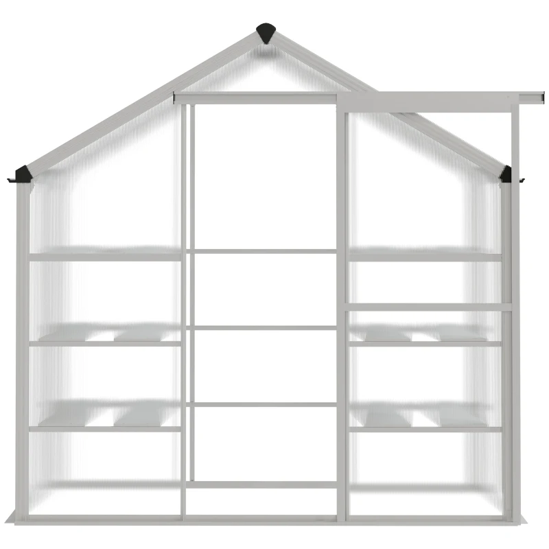 Outsunny 6.3' x 2.3' x 6.1' Outdoor Polycarbonate Greenhouse with 3-Tier Shelves, Cold Frame Greenhouse with Sliding Door and Aluminum Frame