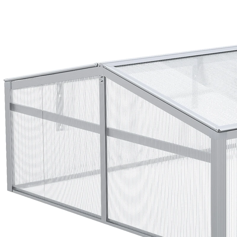 Outsunny 39" Aluminum Vented Cold Frame Mini Greenhouse Kit with Adjustable Roof, Polycarbonate Panels, & Strong Design