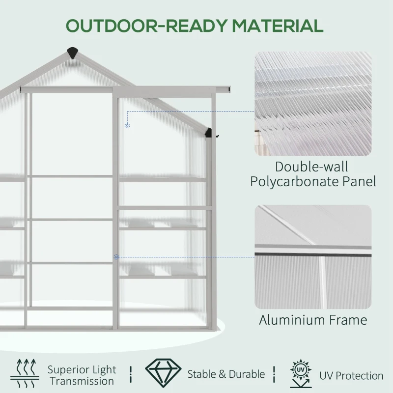 Outsunny 6.3' x 2.3' x 6.1' Outdoor Polycarbonate Greenhouse with 3-Tier Shelves, Cold Frame Greenhouse with Sliding Door and Aluminum Frame