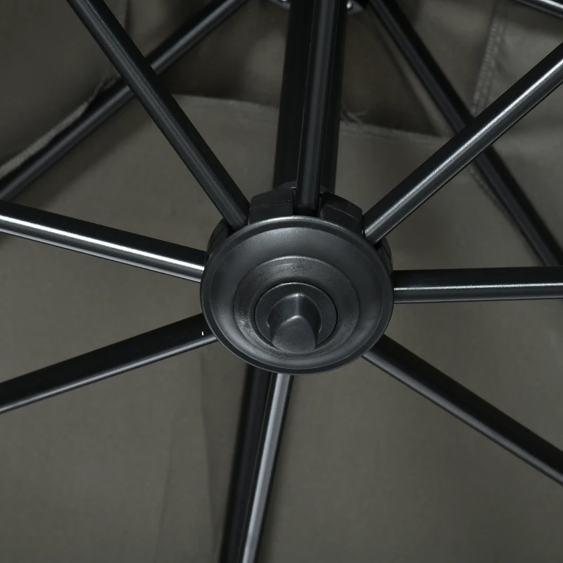 Outsunny 8' x 8' Square Patio Hanging Offset Umbrella with 360° Rotation, Aluminum Outdoor Cantilever Parasol with Crank & Tilt, Sun Canopy Shelter with Cross Base, Grey