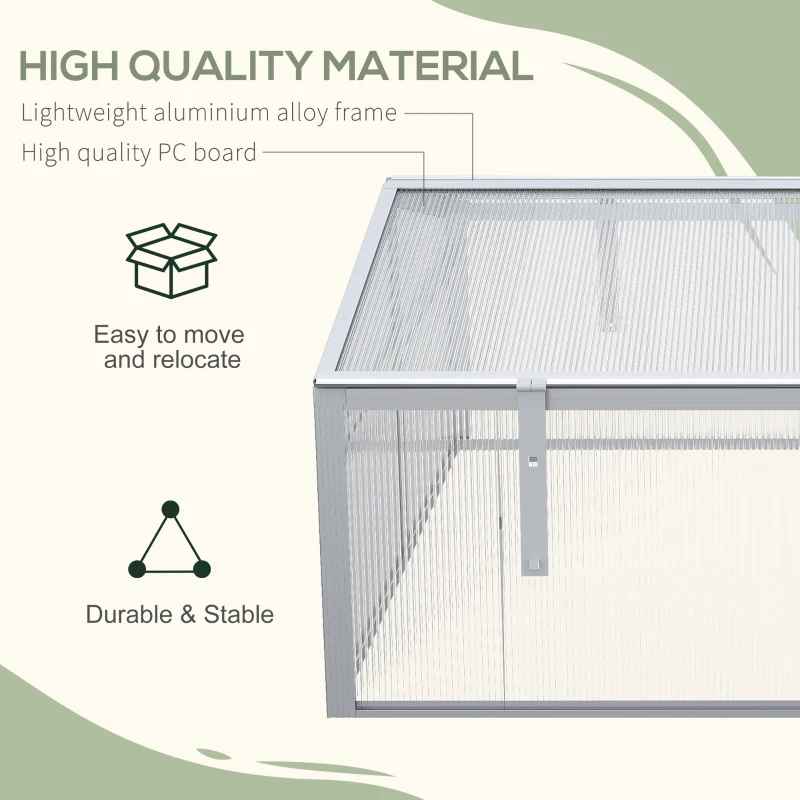 Outsunny 39" Aluminum Vented Cold Frame Mini Greenhouse Kit with Adjustable Roof, Polycarbonate Panels, & Strong Design