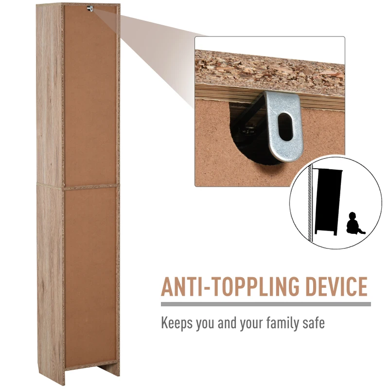 HOMCOM 67" Narrow Bathroom Storage Cabinet, Tall Freestanding Floor Cabinet, Bathroom Linen Cabinet with Doors and Adjustable Shelves