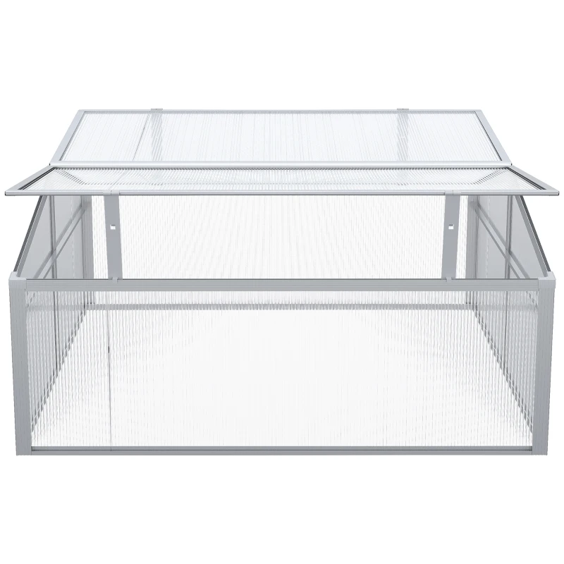 Outsunny 39" Aluminum Vented Cold Frame Mini Greenhouse Kit with Adjustable Roof, Polycarbonate Panels, & Strong Design