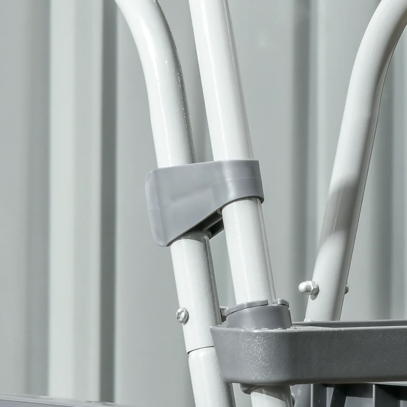 Outsunny 59" Above Ground Swimming Pool Ladder, A-Frame Deck Ladder with Top Platform, Non-slip Steps & Rounded Handrails for 43" Pool Wall Height, Gray