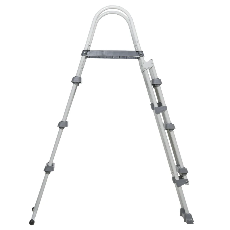 Outsunny 59" Above Ground Swimming Pool Ladder, A-Frame Deck Ladder with Top Platform, Non-slip Steps & Rounded Handrails for 43" Pool Wall Height, Gray