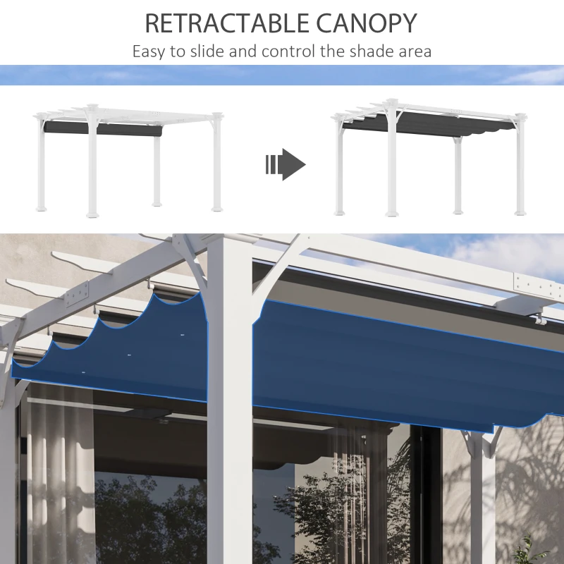 Outsunny 13' x 10' Outdoor Retractable Pergola Canopy, Wood Gazebo Sun Shade Shelter for Grill, Garden, Patio, Backyard, Deck