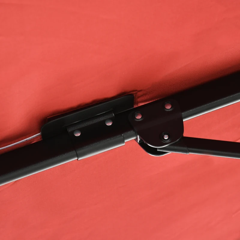 Outsunny 8' x 8' Square Patio Hanging Offset Umbrella with 360° Rotation, Aluminum Outdoor Cantilever Parasol with Crank & Tilt, Sun Canopy Shelter with Cross Base, Wine Red