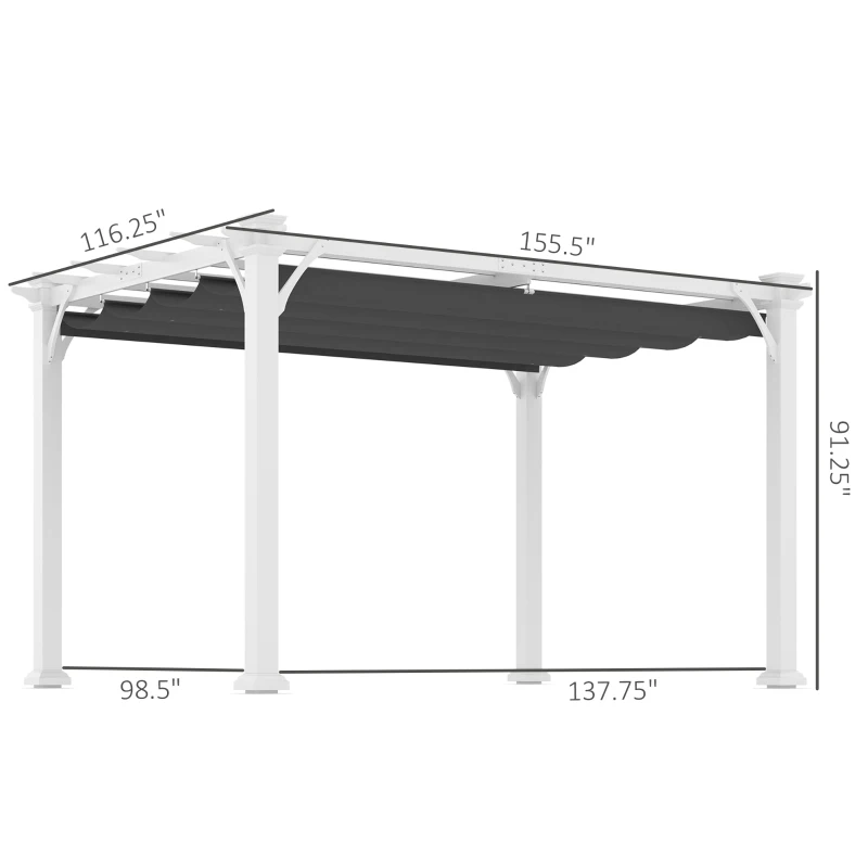 Outsunny 13' x 10' Outdoor Retractable Pergola Canopy, Wood Gazebo Sun Shade Shelter for Grill, Garden, Patio, Backyard, Deck