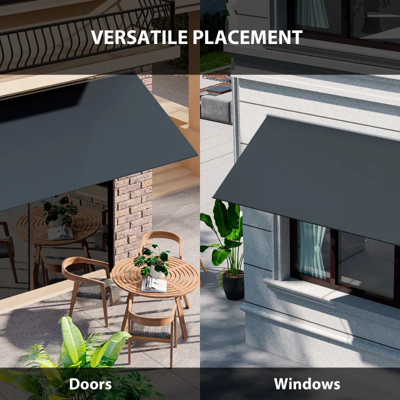 Outsunny 13' x 4' Retractable Awning, Garden Awnings for Doors and Windows with Easy Chain Operation and UV30+ Fabric, Sun Canopies for Patio, Deck, Balcony, and Yard, Dark Gray