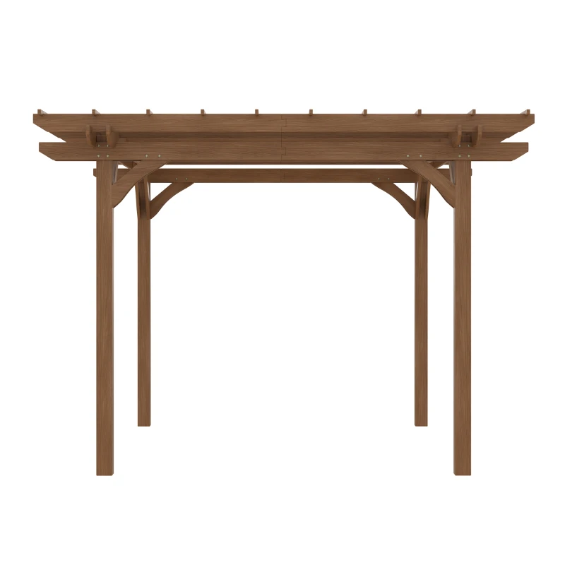Outsunny 12' x 10' Outdoor Pergola, Wood Grape Gazebo for Climbing Plant Support, Garden, Patio, Backyard, Deck, Brown