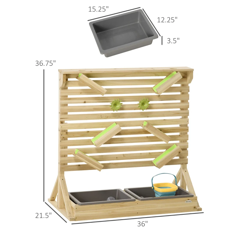 Outsunny Water Park Style Outdoor Water Toy & Sand Toy with Maze, Wooden Beach Toy Outdoor Activity Kids Summer Toy