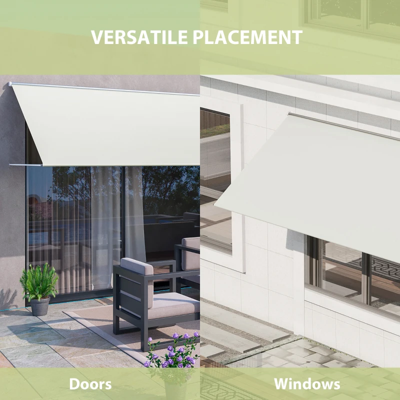 Outsunny 13' x 4' Retractable Awning, Garden Awnings for Doors and Windows with Easy Chain Operation and UV30+ Fabric, Sun Canopies for Patio, Deck, Balcony, and Yard, Beige