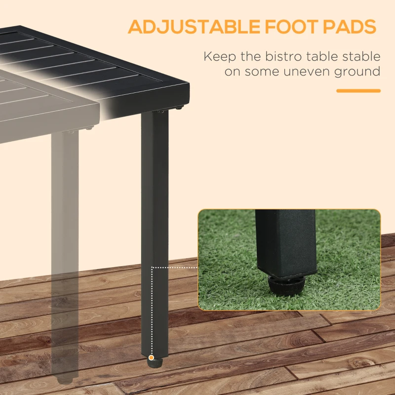 Outsunny Outdoor Side Table, Patio End Table with Umbrella Hole, Small Coffee Table with Steel Frame for Balcony, Black