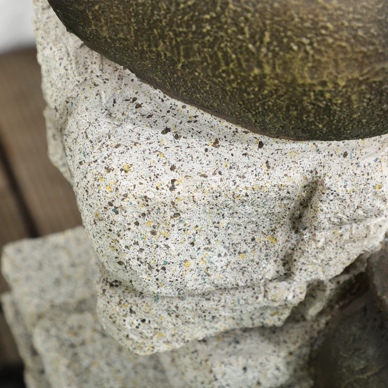 Outsunny Wine Jars Outdoor Waterfall Fountain with Adjustable Flow, 4-Tier Rustic Resin Cascading Water Fountain, Decorative Backyard Water Feature for Zen Garden, Deck, Porch