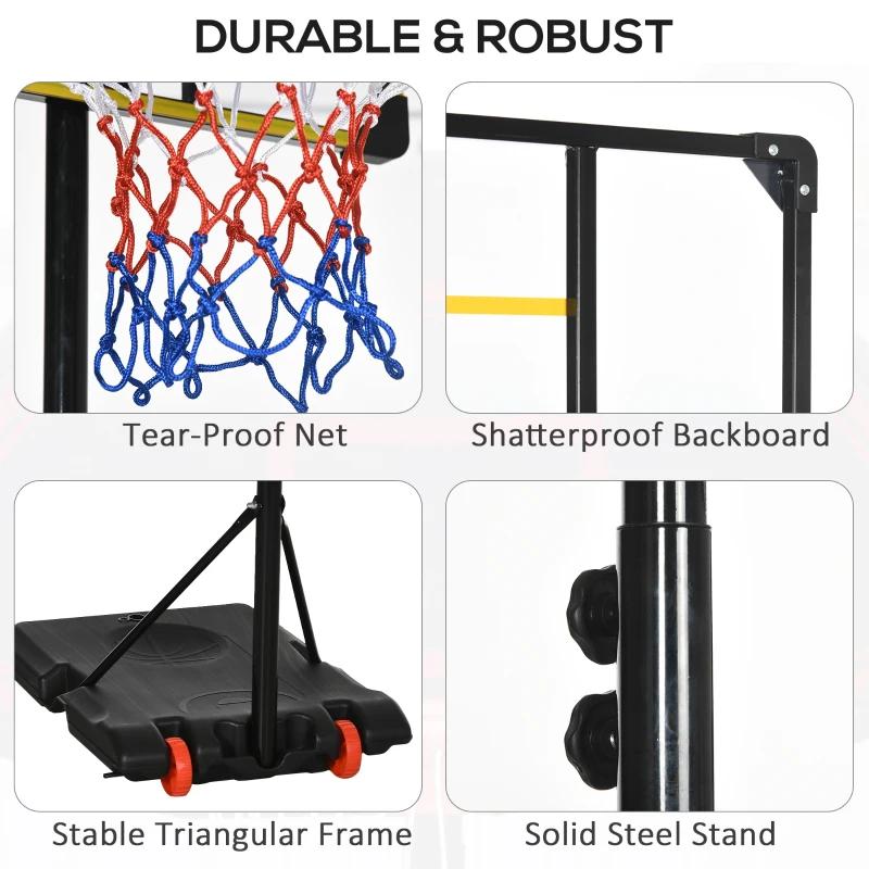 Soozier Portable Basketball Hoop, 7ft-8ft Height Adjustable Basketball System with Wheels & 28" Backboard for Youth Junior