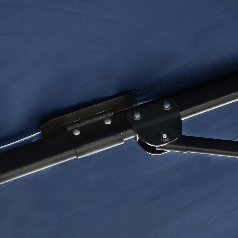 Outsunny 8' x 8' Square Patio Hanging Offset Umbrella with 360° Rotation, Aluminum Outdoor Cantilever Parasol with Crank & Tilt, Sun Canopy Shelter with Cross Base, Dark Blue