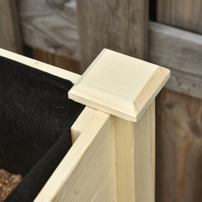 Outsunny Mobile Raised Garden Bed Elevated Wood Planter Box w/ Lockable Wheels, Storage Shelf  for Herbs Vegetables, Natural