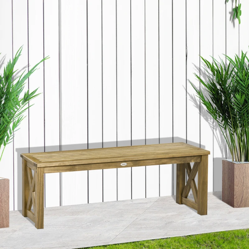 Outsunny 2 Seater Wooden Garden Bench, Outdoor Patio Loveseat with Pine Wood Frame for Park, Porch and Lawn, Brown