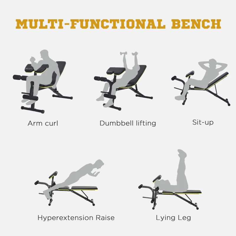 Soozier Adjustable Sit-Up Dumbbell Bench Multi-Functional Purpose Hyper Extension Bench With Adjustable Seat and Back Angle