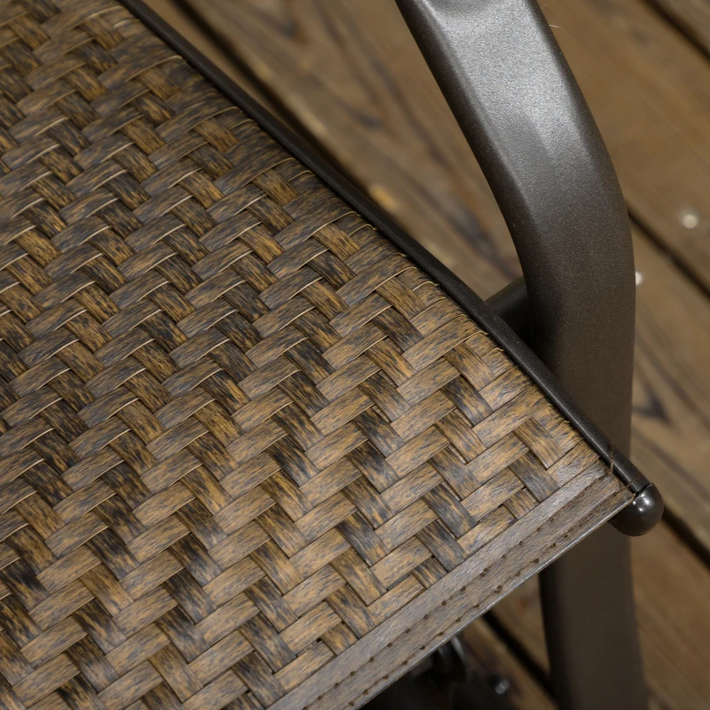 Outsunny Outdoor Glider Chairs, Porch Glider, Patio Rocker for Deck with PE Rattan Seats, Steel Frame for Garden, Backyard, Poolside, Set of 2, Brown