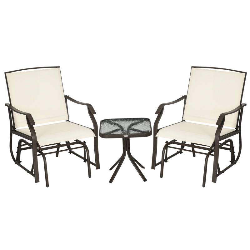 Outsunny 3 Piece Outdoor Glider Chair with Coffee Table Bistro Set, 2