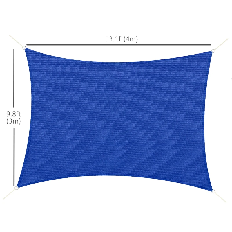 Outsunny 13' x 10' Sun Shade Sail with Led Lights, 90% UV Block Outdoor Shade Cloth Sunscreen Canopy for Lawn Patio Garden Yard