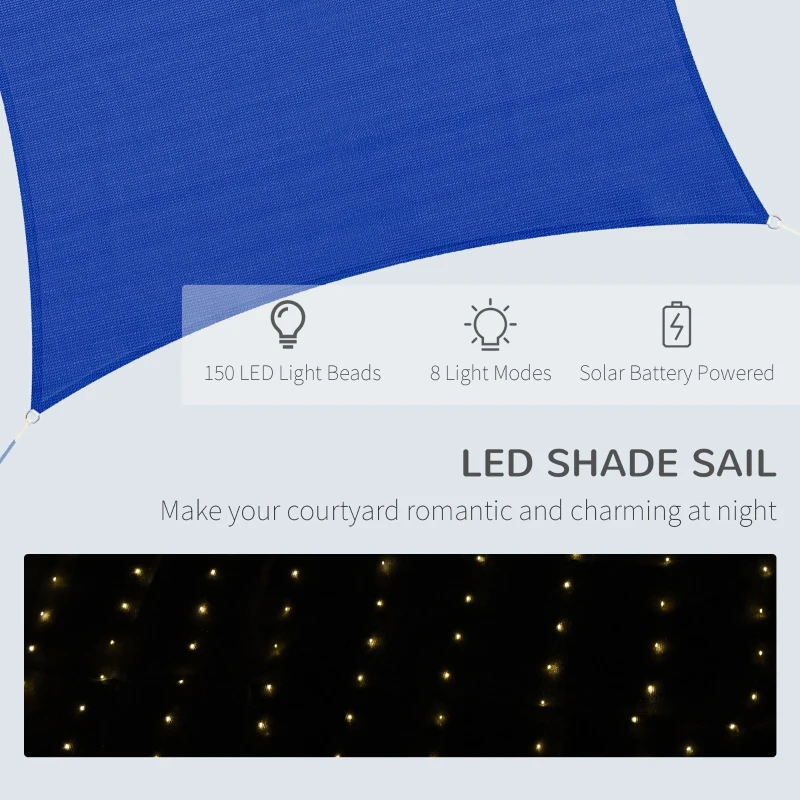 Outsunny 13' x 10' Sun Shade Sail with Led Lights, 90% UV Block Outdoor Shade Cloth Sunscreen Canopy for Lawn Patio Garden Yard