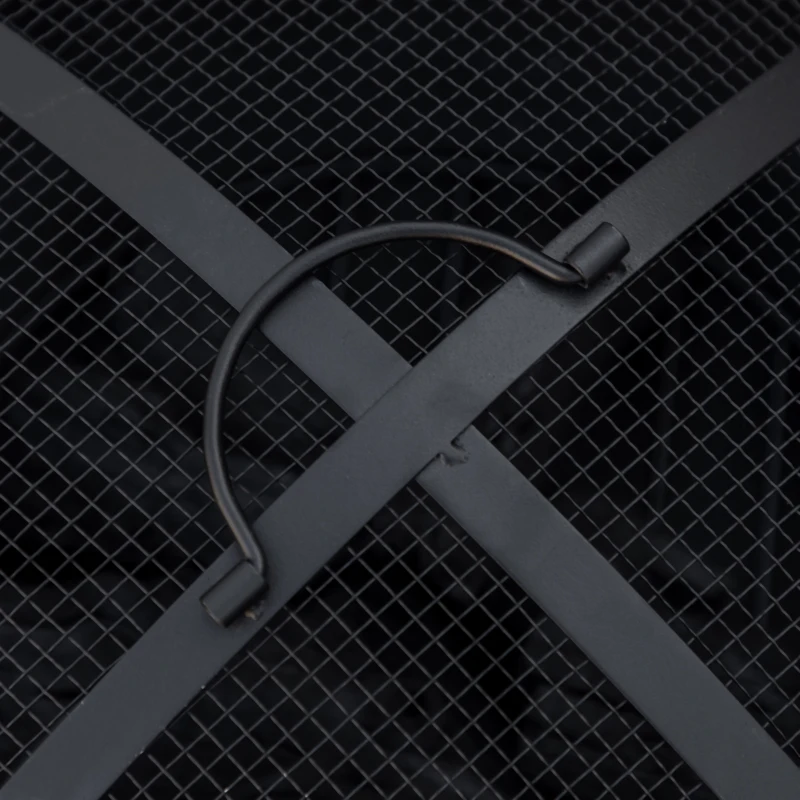 Outsunny 24" Outdoor Fire Pit with Stone Effect, Wood-burning Firepit Fireplace with Spark Screen and Poker for Backyard Camping Bonfire, Gray