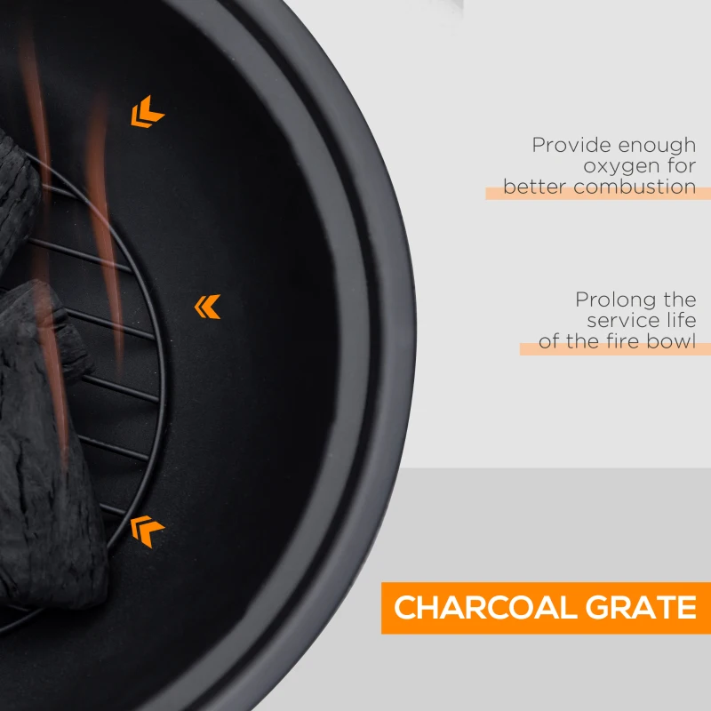 Outsunny 24" Outdoor Fire Pit with Stone Effect, Wood-burning Firepit Fireplace with Spark Screen and Poker for Backyard Camping Bonfire, Gray