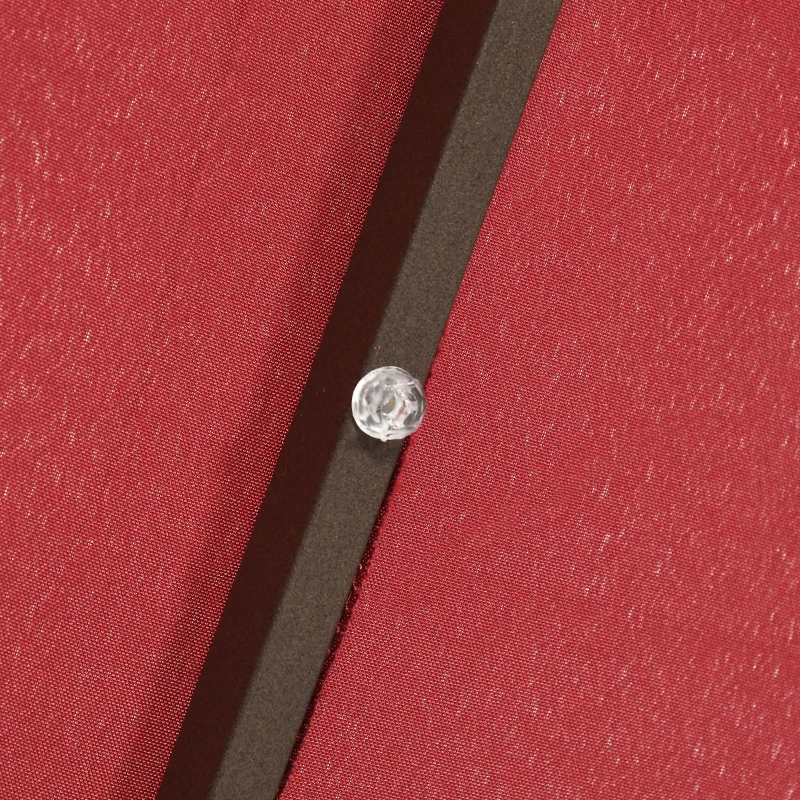 Outsunny 6.5x10ft Patio Umbrella Rectangle Solar Powered Tilt Aluminum Outdoor Market Parasol with LEDs Crank (Wine Red)