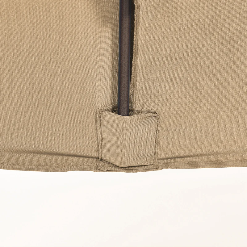 Outsunny 6.5x10ft Patio Umbrella, Rectangle Market Umbrella with Aluminum Frame and Crank Handle, Garden Parasol Outdoor Sunshade Canopy, Tan