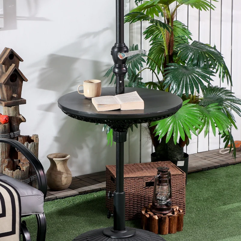 Outsunny 23" Beach Umbrella Table Tray, Instant Portable Beach Tables for Sand, Swimming Pools, Patio, Garden, Deck, Black