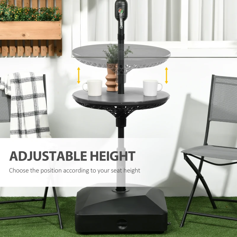 Outsunny 23" Beach Umbrella Table Tray, Instant Portable Beach Tables for Sand, Swimming Pools, Patio, Garden, Deck, Black
