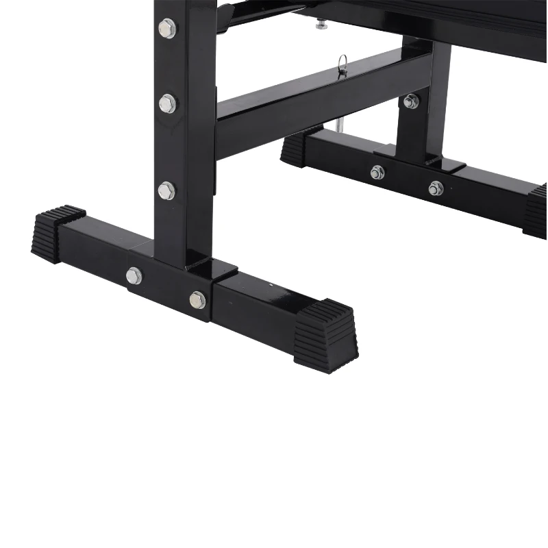 Soozier Adjustable Weight Bench With Barbell Rack, Folding Strength Training Lifting Home Gym, Leather Padded Workout Stand