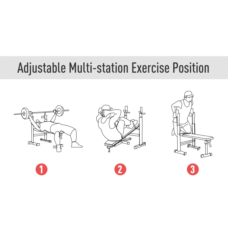 Soozier Adjustable Weight Bench With Barbell Rack, Folding Strength Training Lifting Home Gym, Leather Padded Workout Stand