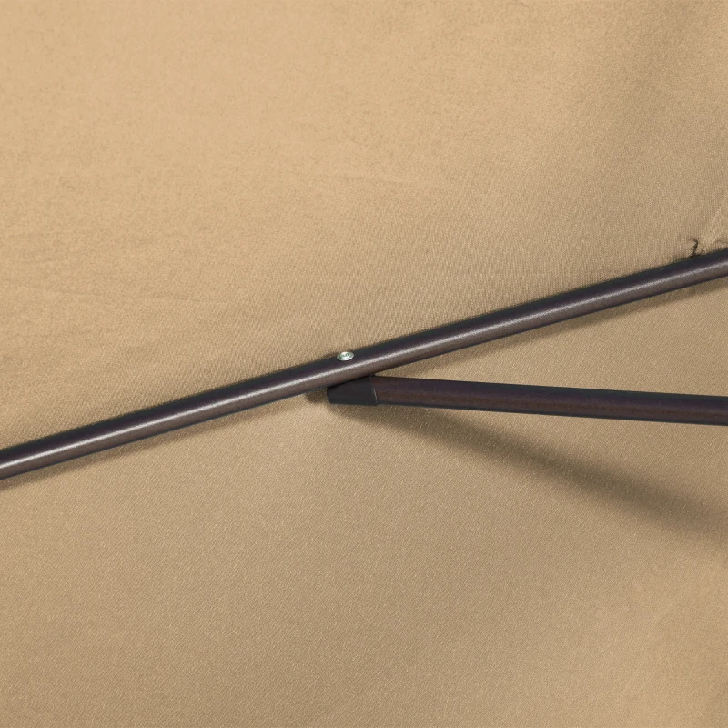 Outsunny 6.5x10ft Patio Umbrella, Rectangle Market Umbrella with Aluminum Frame and Crank Handle, Garden Parasol Outdoor Sunshade Canopy, Tan