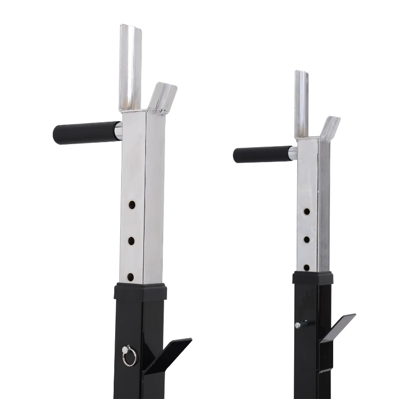 Soozier Adjustable Weight Bench With Barbell Rack, Folding Strength Training Lifting Home Gym, Leather Padded Workout Stand