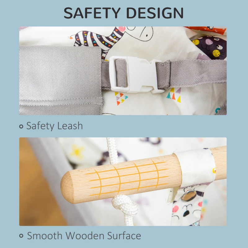 Outsunny Indoor Baby Swing with 2 Cushions, Infant Chair Hanging Rope Max.176 Lbs, w/ Cotton Weave for Home Patio Lawn, 6 Months to 3 Years Old, Gray