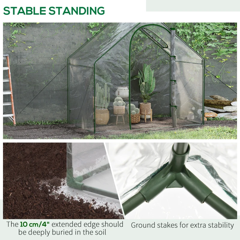 Outsunny 6'x3.3'x5.5' Walk-in Garden Greenhouse with Door and Window, Portable Mini Greenhouse for Plants Flowers Herbs, Steel Outdoor Hot House Growing Tent, Clear Plastic Cover