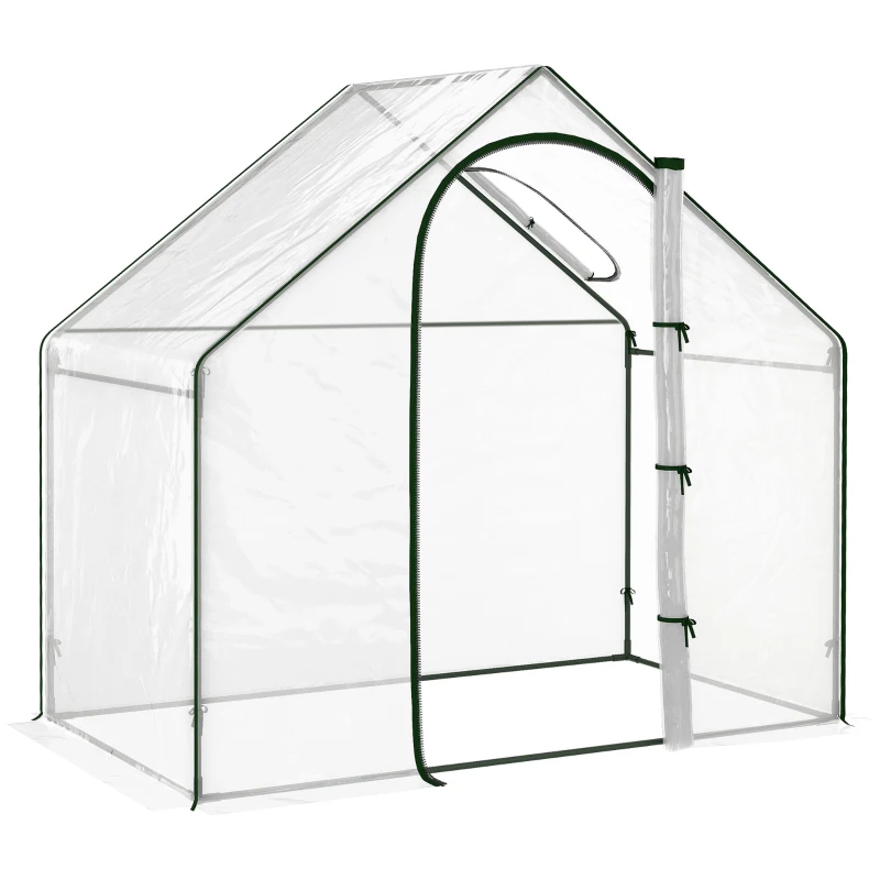 Outsunny 6'x3.3'x5.5' Walk-in Garden Greenhouse with Door and Window, Portable Mini Greenhouse for Plants Flowers Herbs, Steel Outdoor Hot House Growing Tent, Clear Plastic Cover