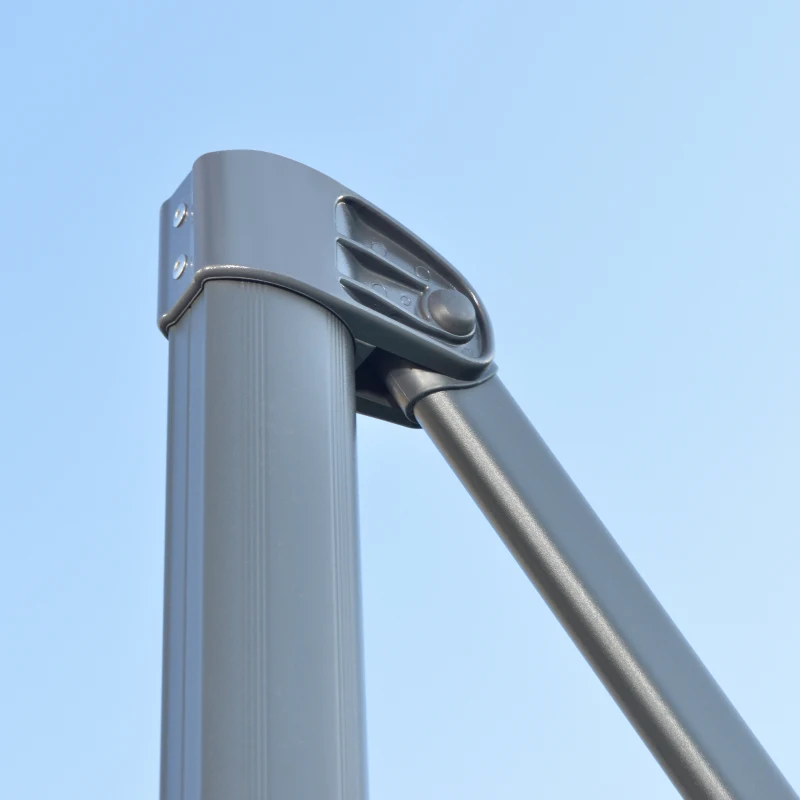 Outsunny 9.6' Cantilever Patio Umbrella Outdoor Hanging Offset Umbrella, Cross Base, 360° Rotation Aluminum Poles, Grey