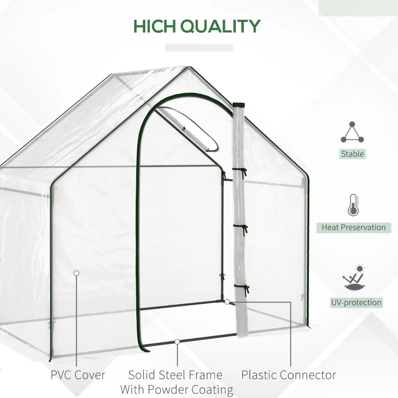 Outsunny 6'x3.3'x5.5' Walk-in Garden Greenhouse with Door and Window, Portable Mini Greenhouse for Plants Flowers Herbs, Steel Outdoor Hot House Growing Tent, Clear Plastic Cover