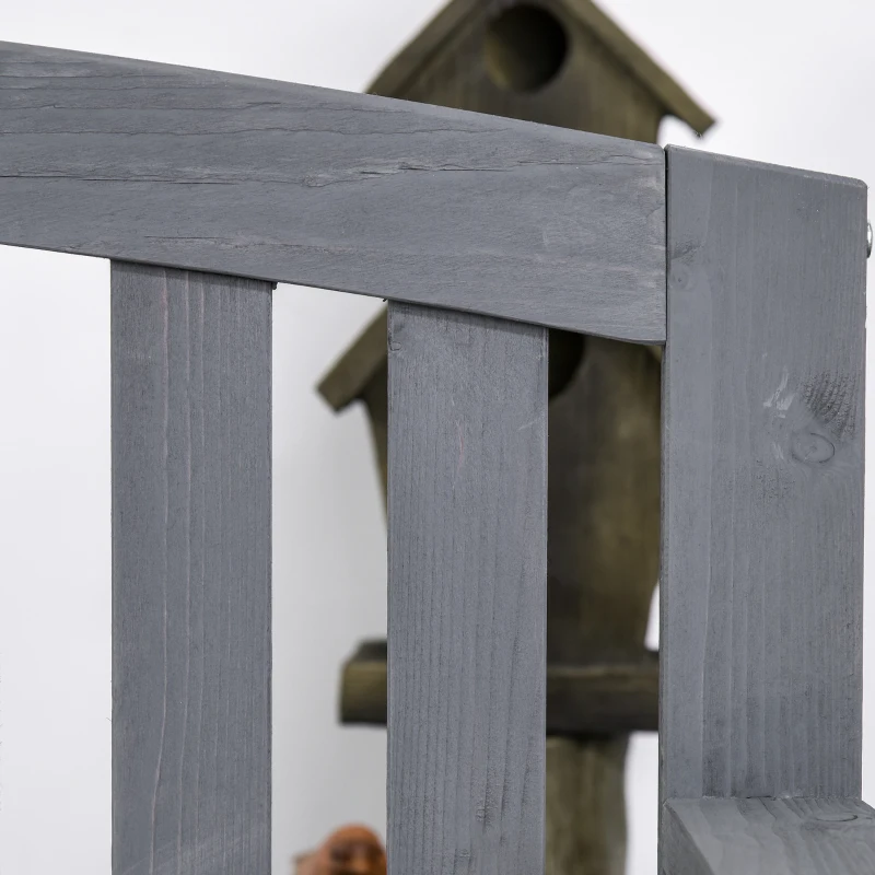 Outsunny 56" Outdoor Wood Bench, 2-Seater Garden Bench with Backrest and Armrest, Patio Bench for Patio, Porch, Poolside, Balcony, Gray